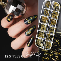 Teenitor gold nail charms offer 12 styles for versatile nail art