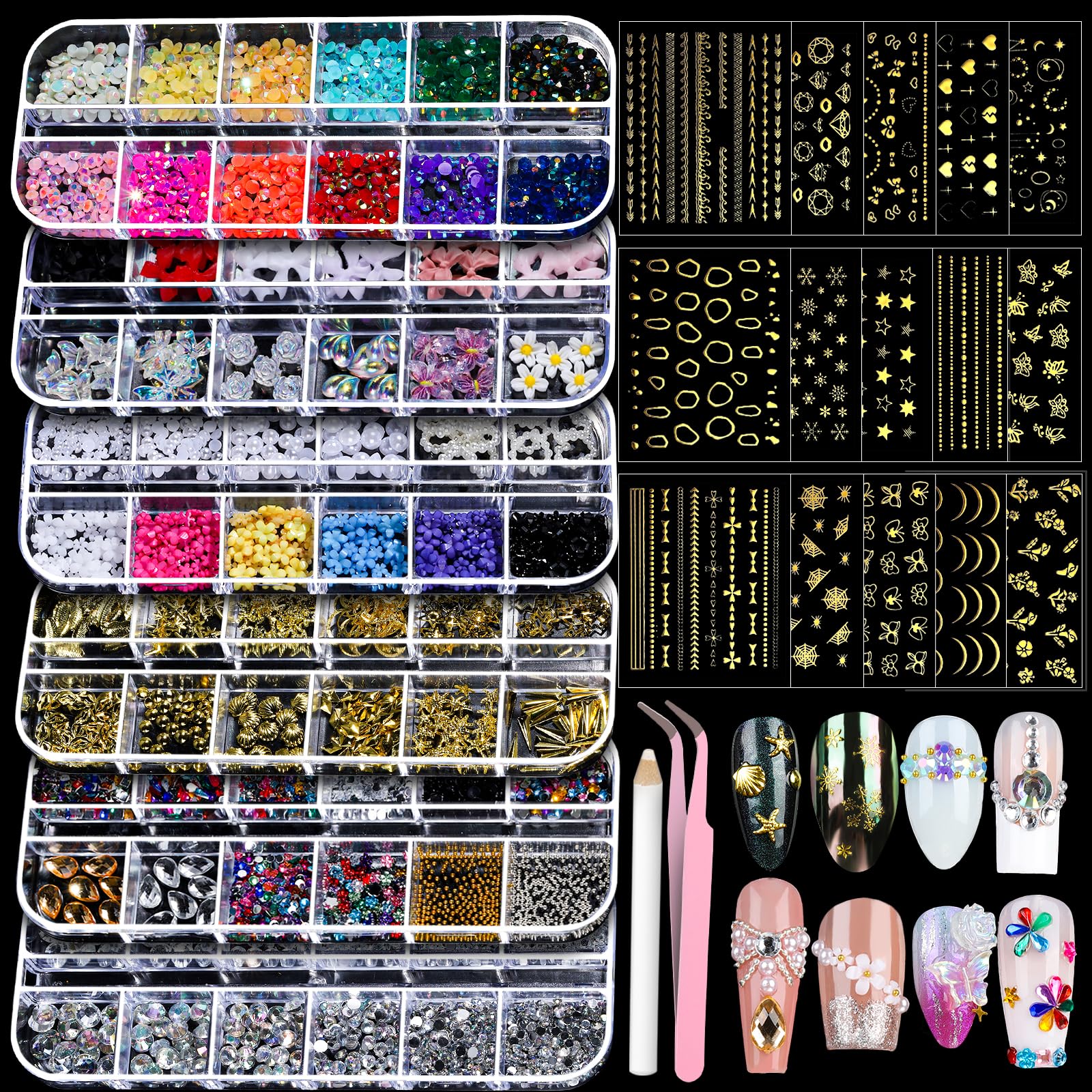 Teenitor gold nail stickers set for precise, elegant nail designs