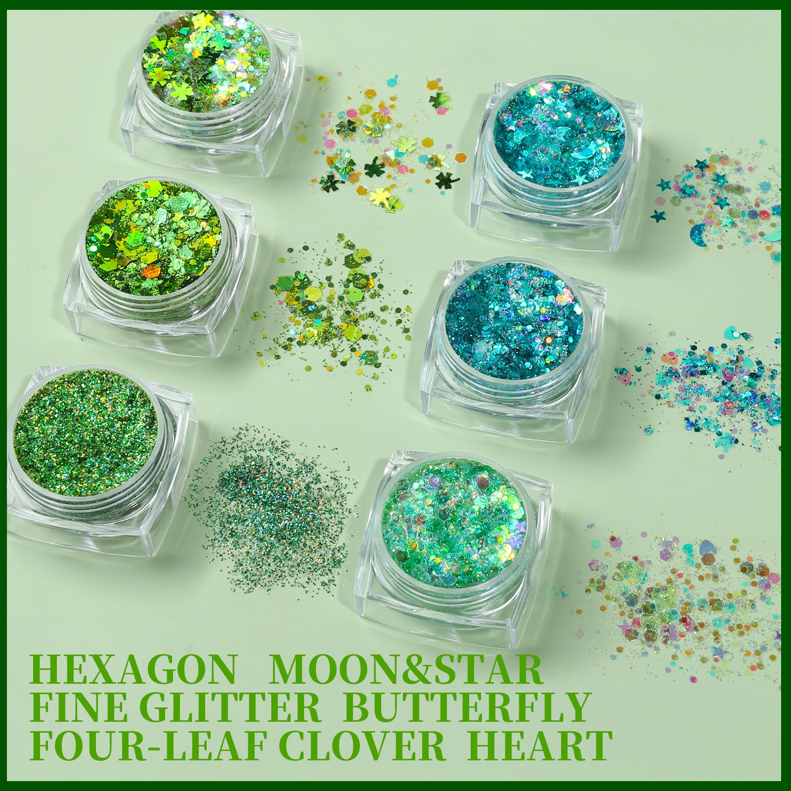 Teenitor green glitter removal guide showing easy wipe-off method