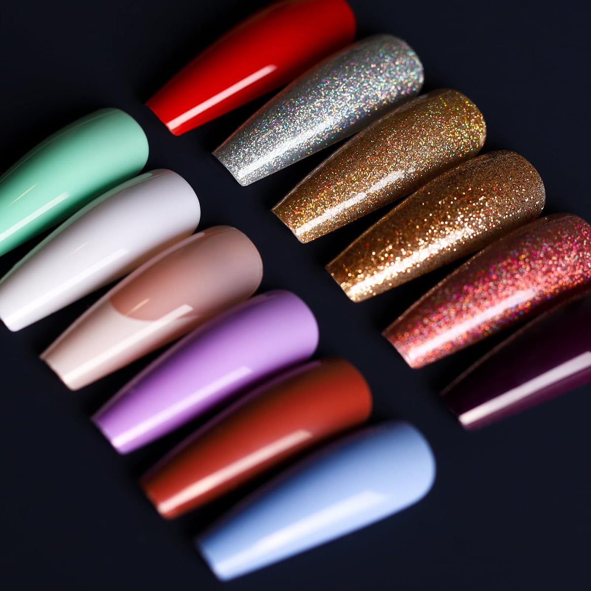 Teenitor long coffin press-on nails set display for easy selection