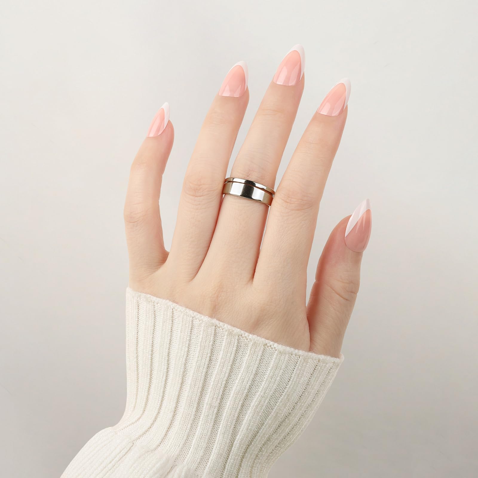 Teenitor medium coffin French nails create a bold, modern silhouette with flattering length.