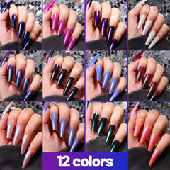 Close-up of Teenitor mirror-finish chrome nails with dazzling shine