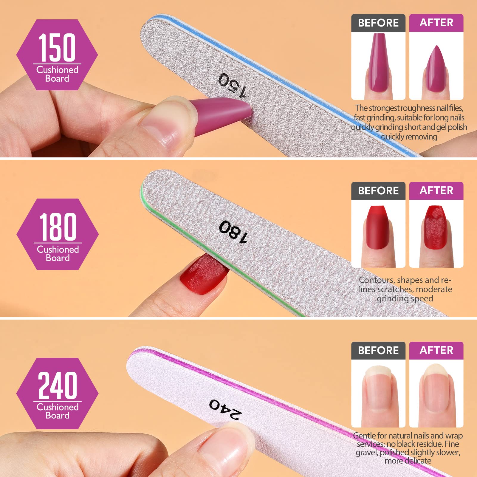 Teenitor nail file 180 grit smoothing refined edges with ease.
