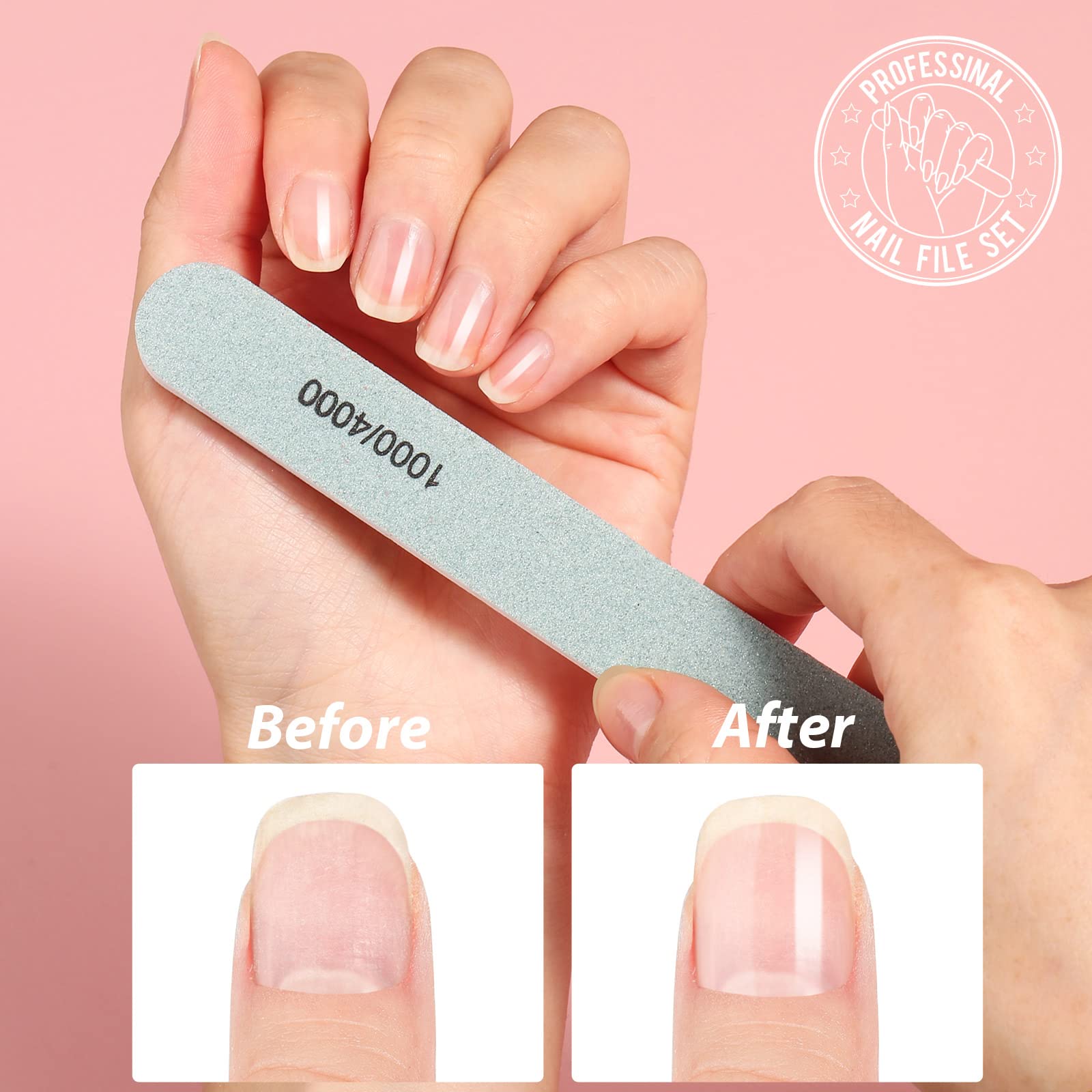 Straight shape Teenitor nail files offer a classic option for daily manicures.