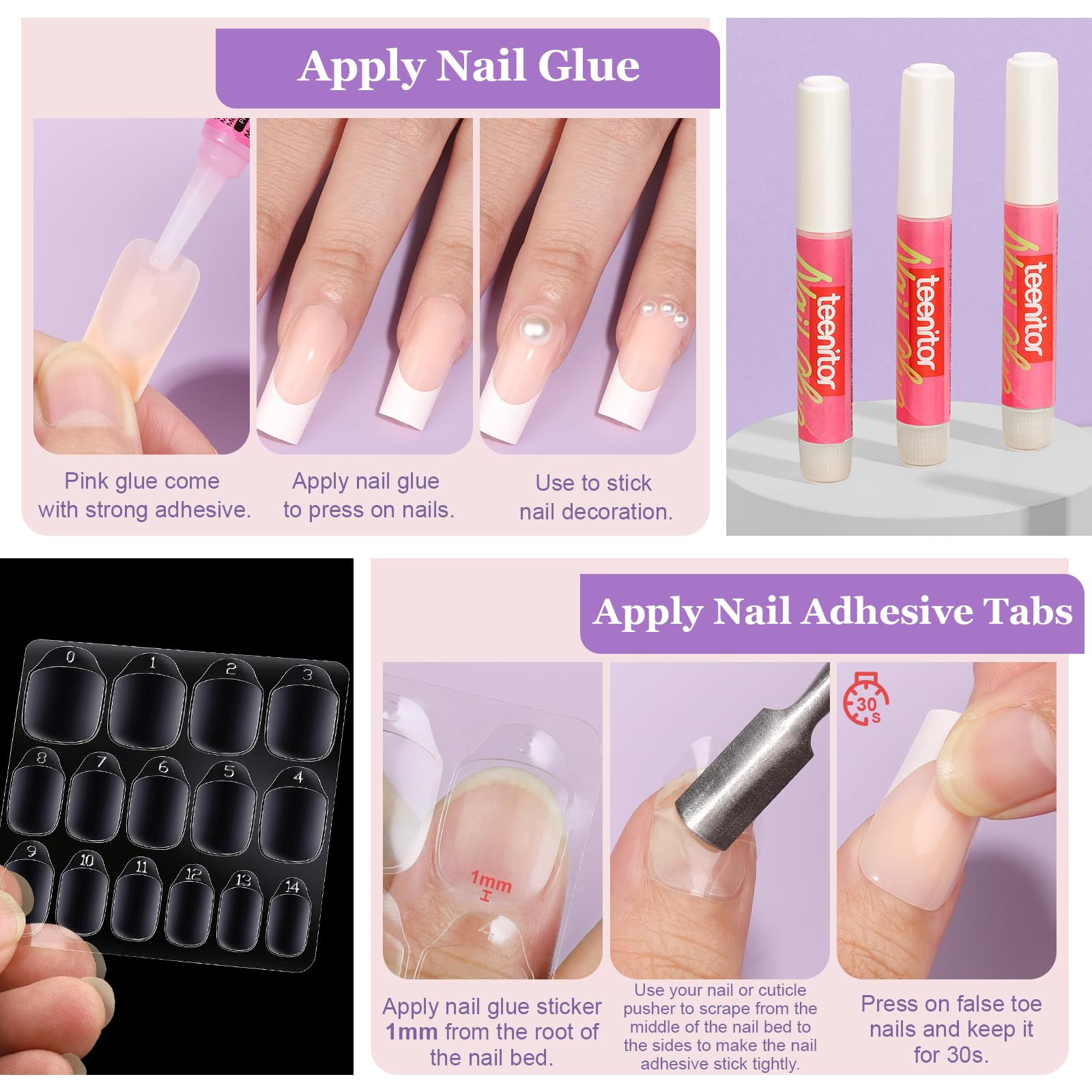 Teenitor glue and adhesive tabs provide durable wear with easy removal