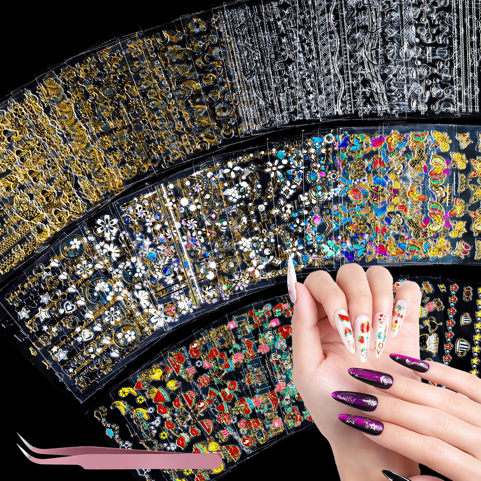 Teenitor nail stickers butterfly design for playful, family-friendly nail art