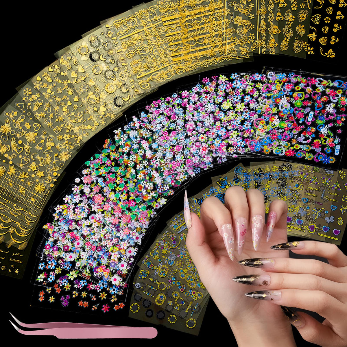 Teenitor nail stickers with floral designs for quick, creative nail art.