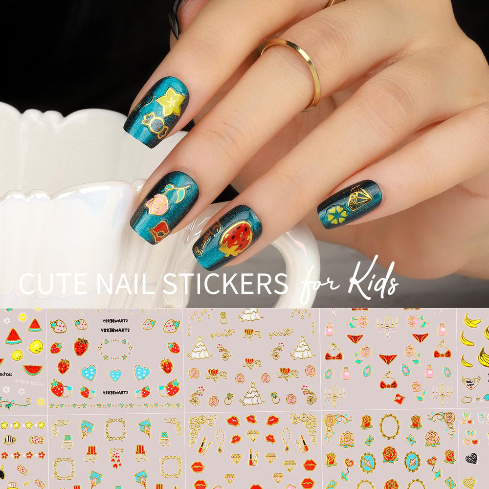 Teenitor nail stickers fruit design add bright accents for kids' nails