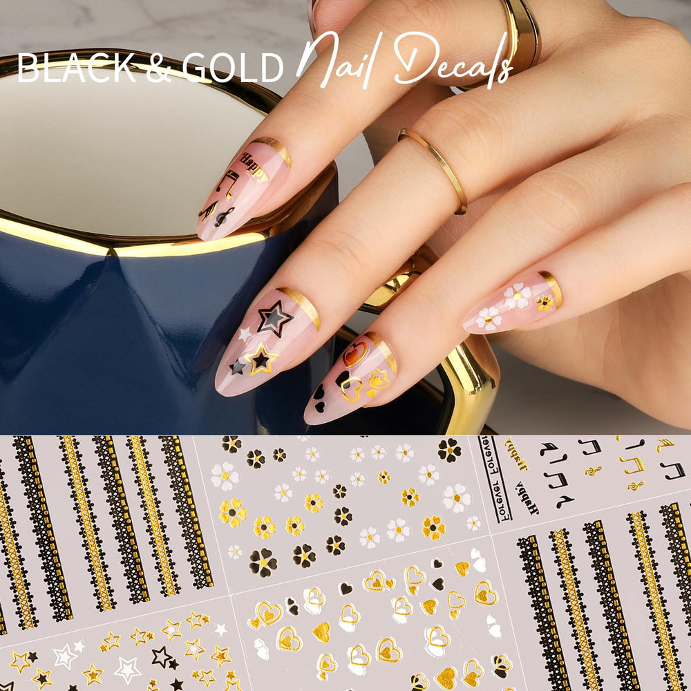 Teenitor nail stickers heart lace design provide elegant nail decor