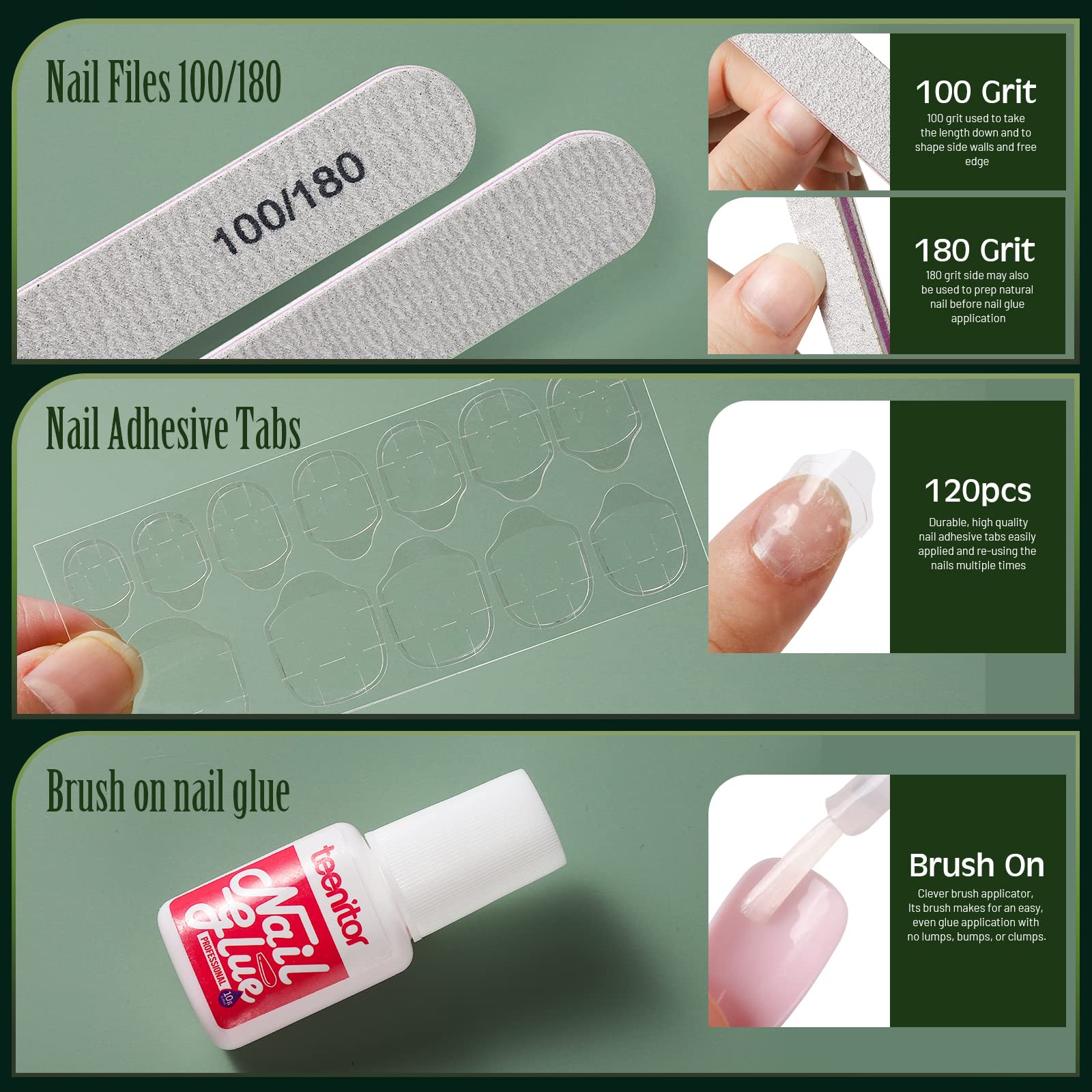 Teenitor orange double-sided sticks help precise nail shaping.