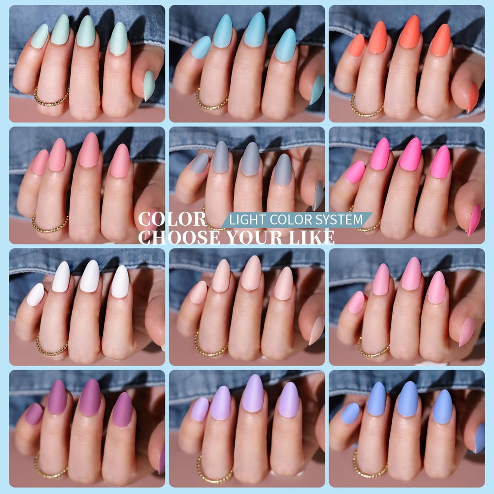 Teenitor short almond matte nails closeup with smooth finish for natural look