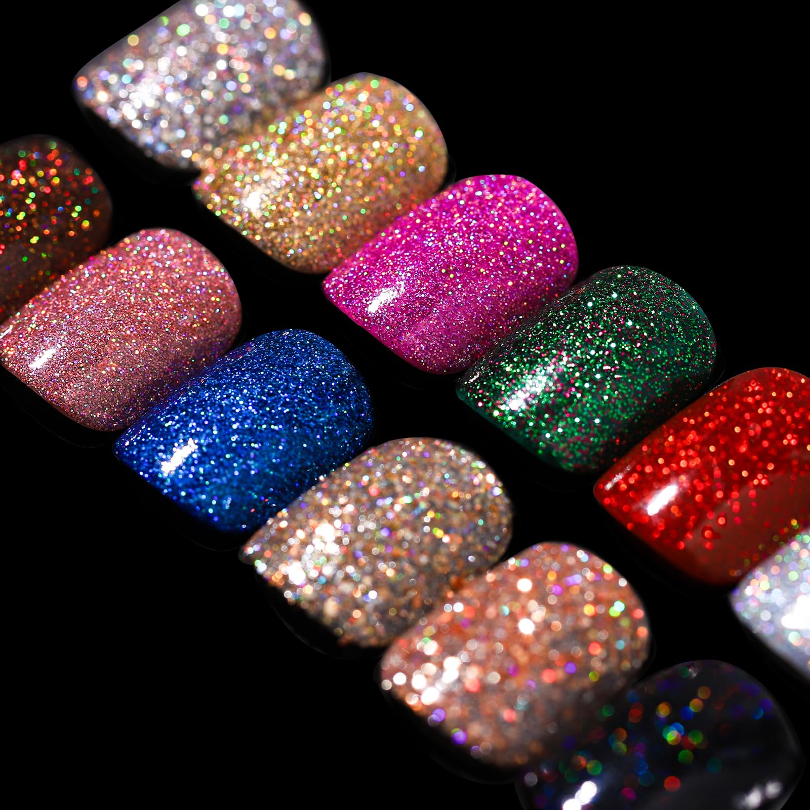 Teenitor short press on nails with glitter square set for easy salon-style manicures
