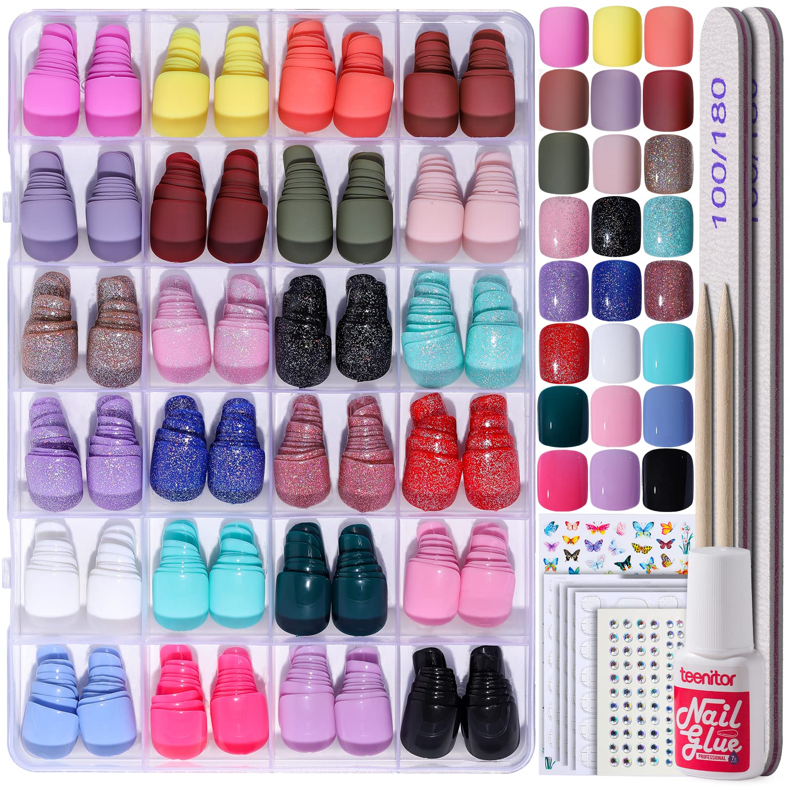 Teenitor matte short press on nails in eight colors for chic everyday looks