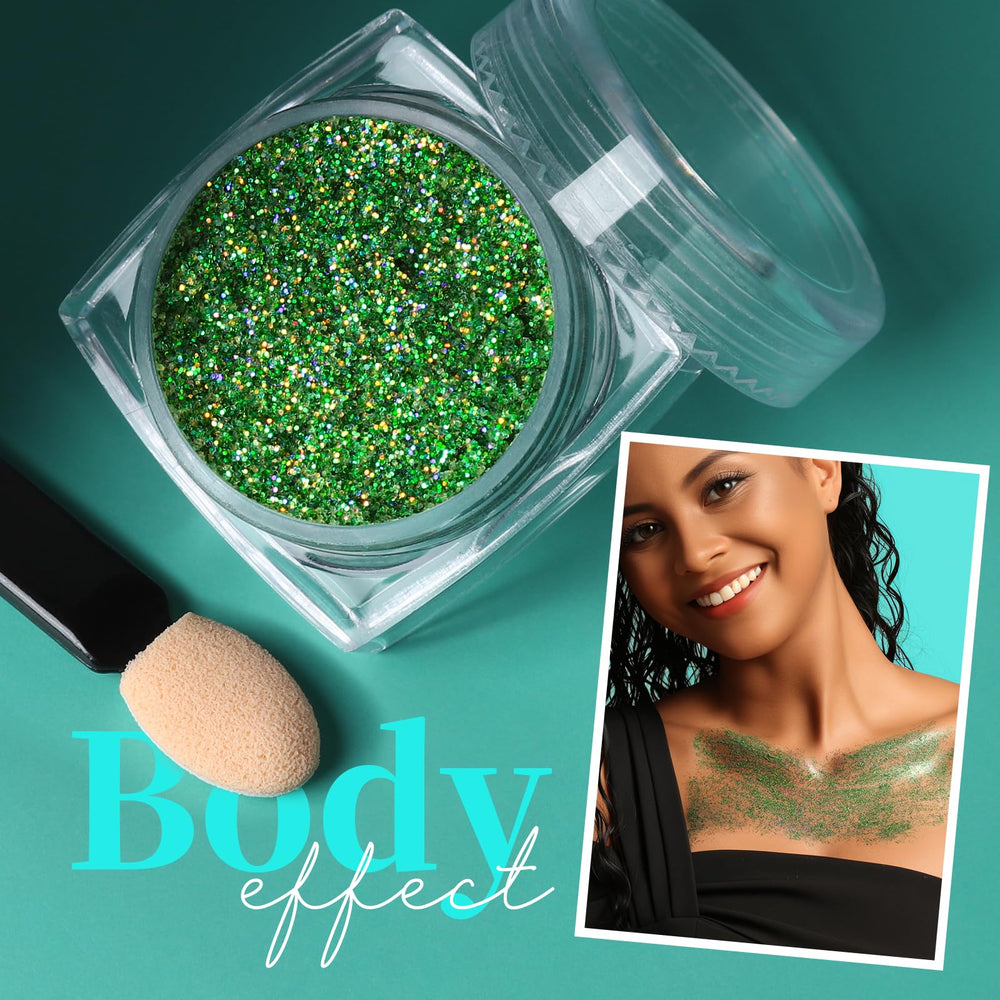 Teenitor iridescent green glitter shines in bright light for eye-catching effect
