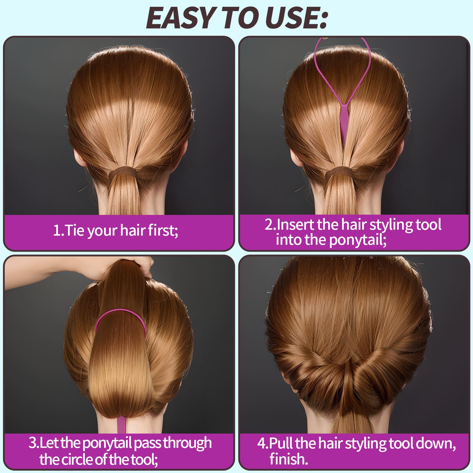 Teenitor turvy styling tool in use for braided ponytail