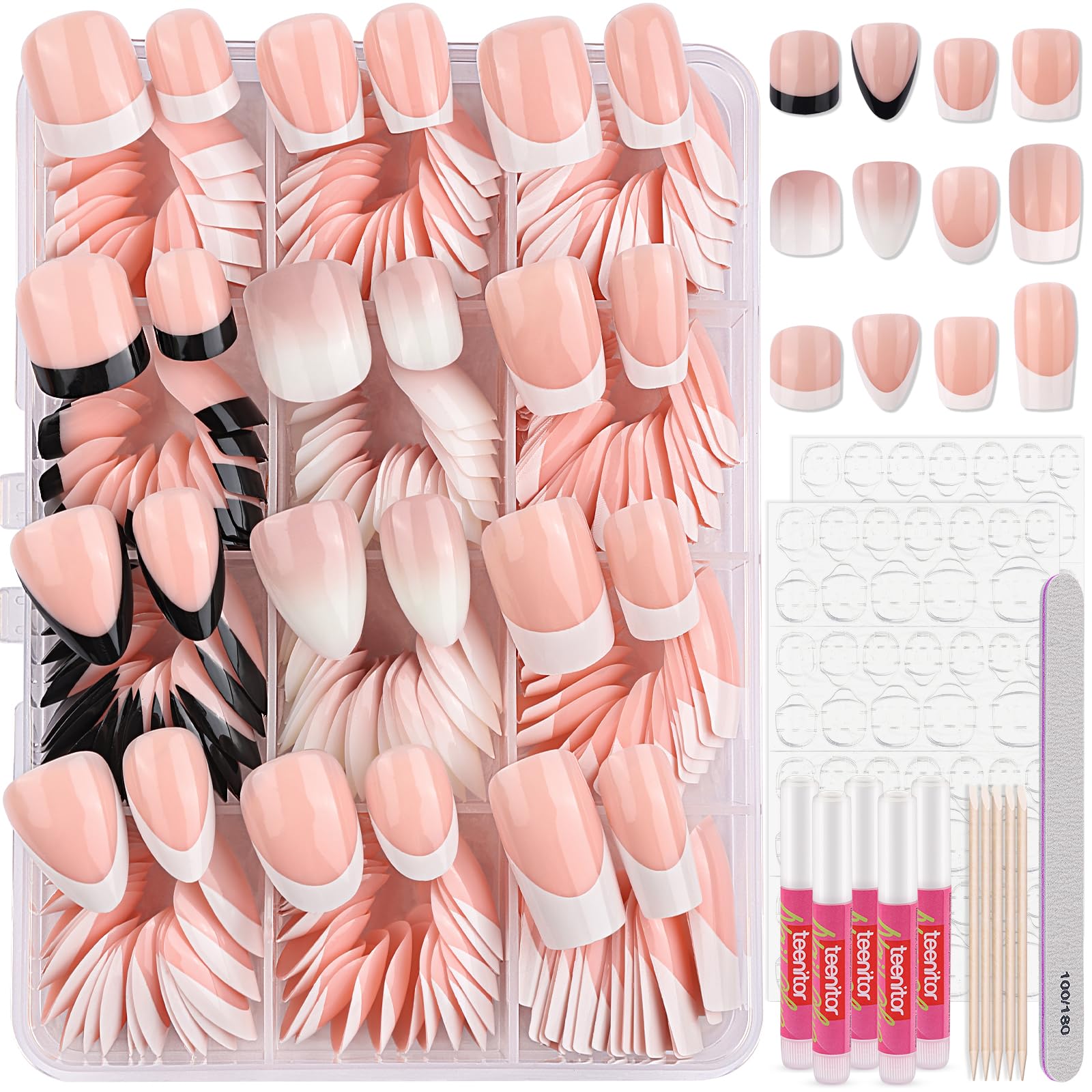 Teenitor white short square French nails for a clean, elegant everyday look; easy, quick application.