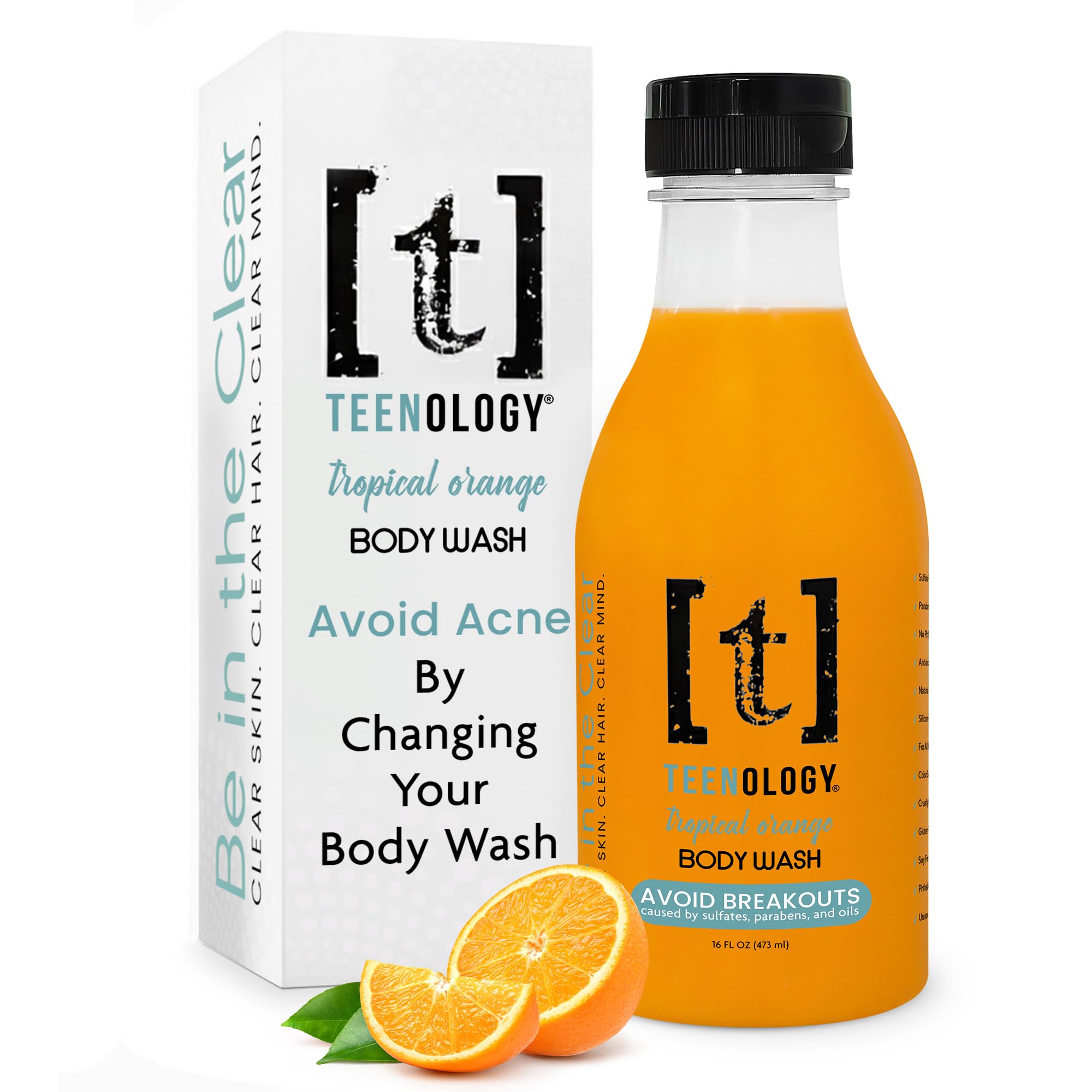 Teenology Body Wash Tropical Orange bottle; gentle cleanse for teen skin.