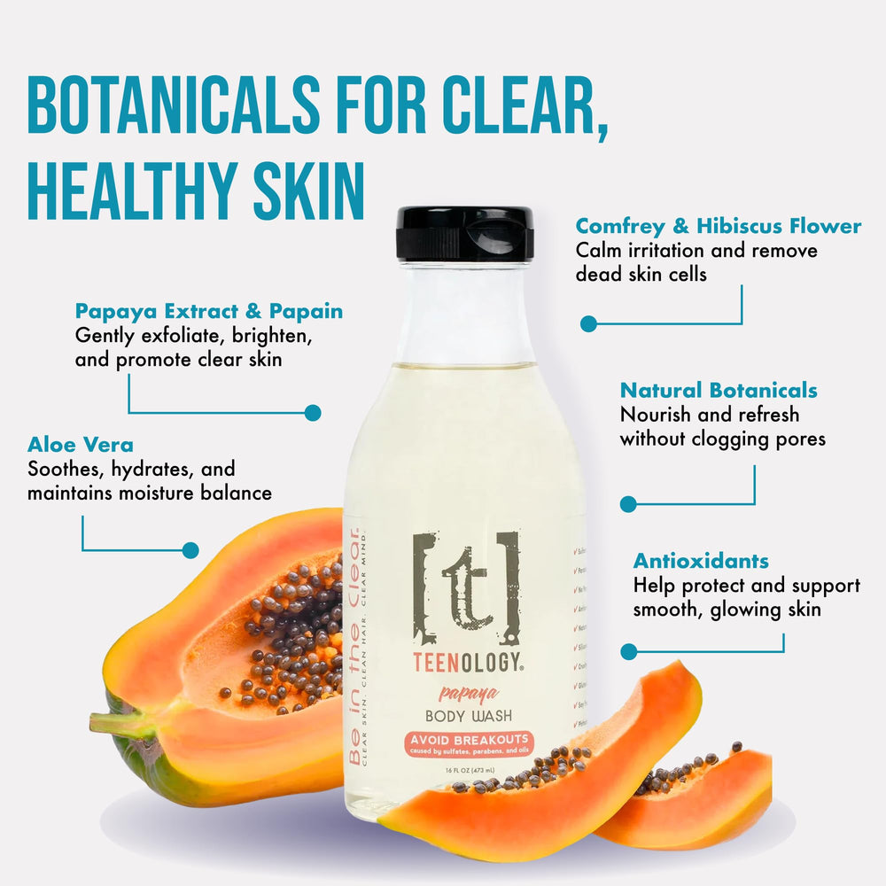 Teenology papaya extracts formula promoting soothing hydration and balanced skin