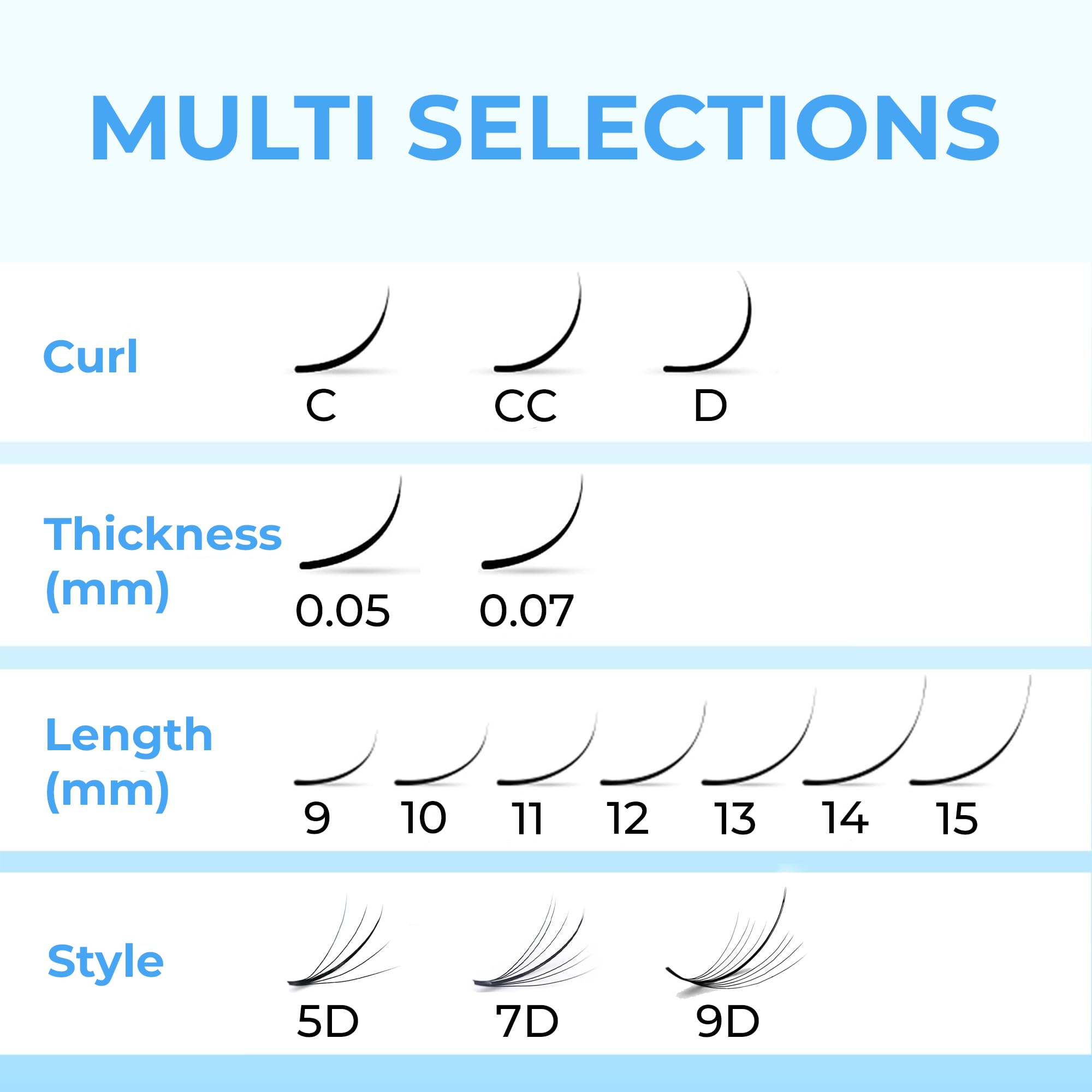 TEGAN LASH 0.05/0.07 thickness, lightweight fans for comfortable wear.