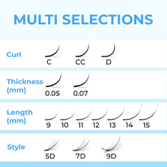 TEGAN LASH 0.05/0.07 thickness, lightweight fans for comfortable wear.