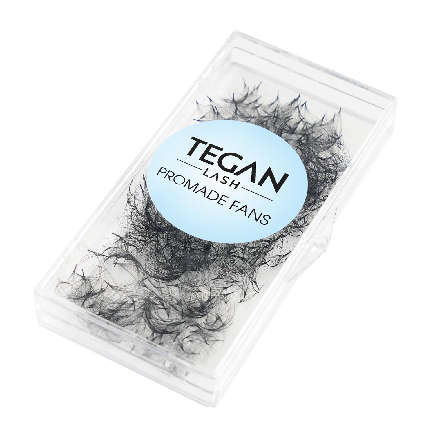 TEGAN LASH 500 promade fans close-up showing lightweight handmade lashes for comfortable wear