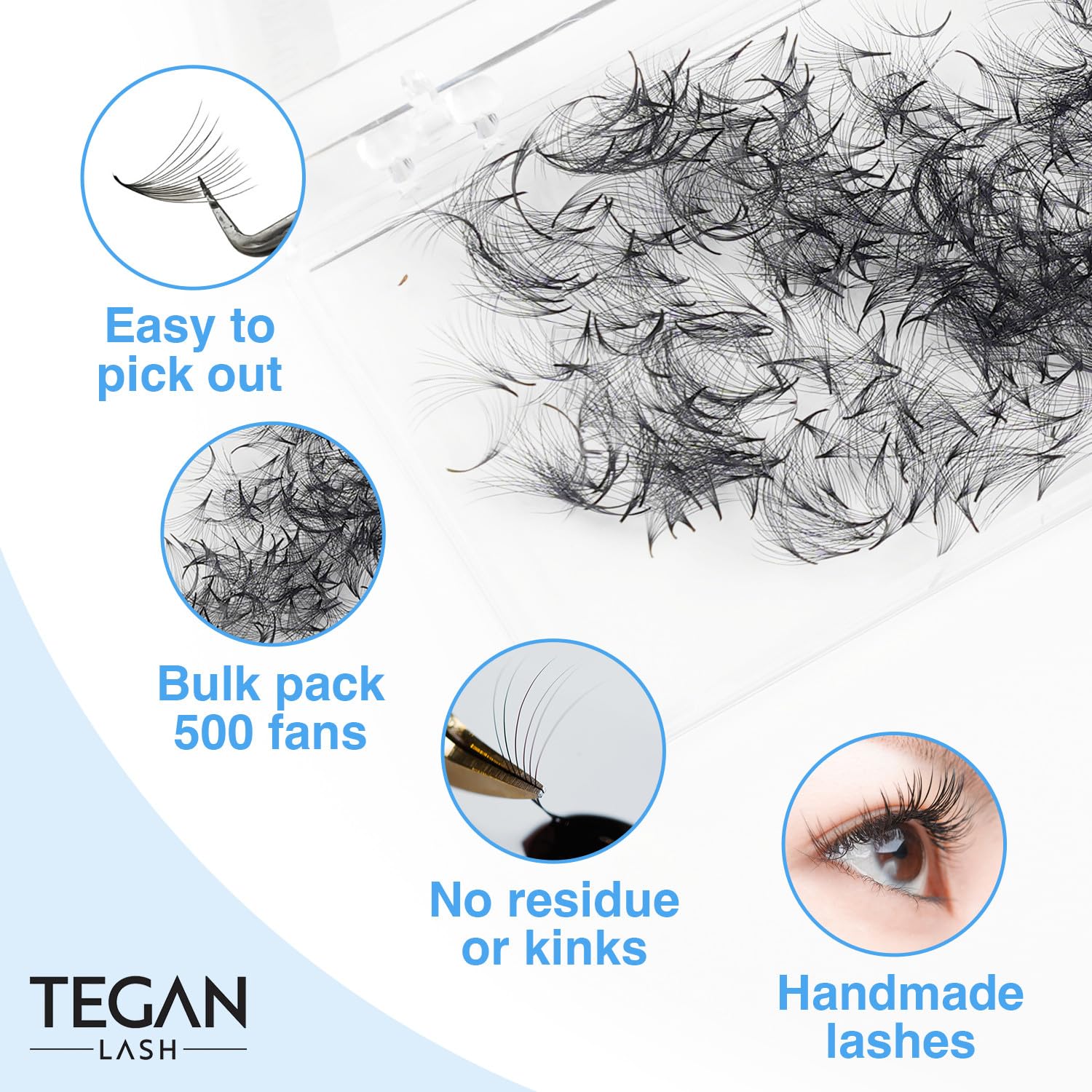 TEGAN LASH 500 mixed-length pack offers 9–15 mm options for versatile looks.