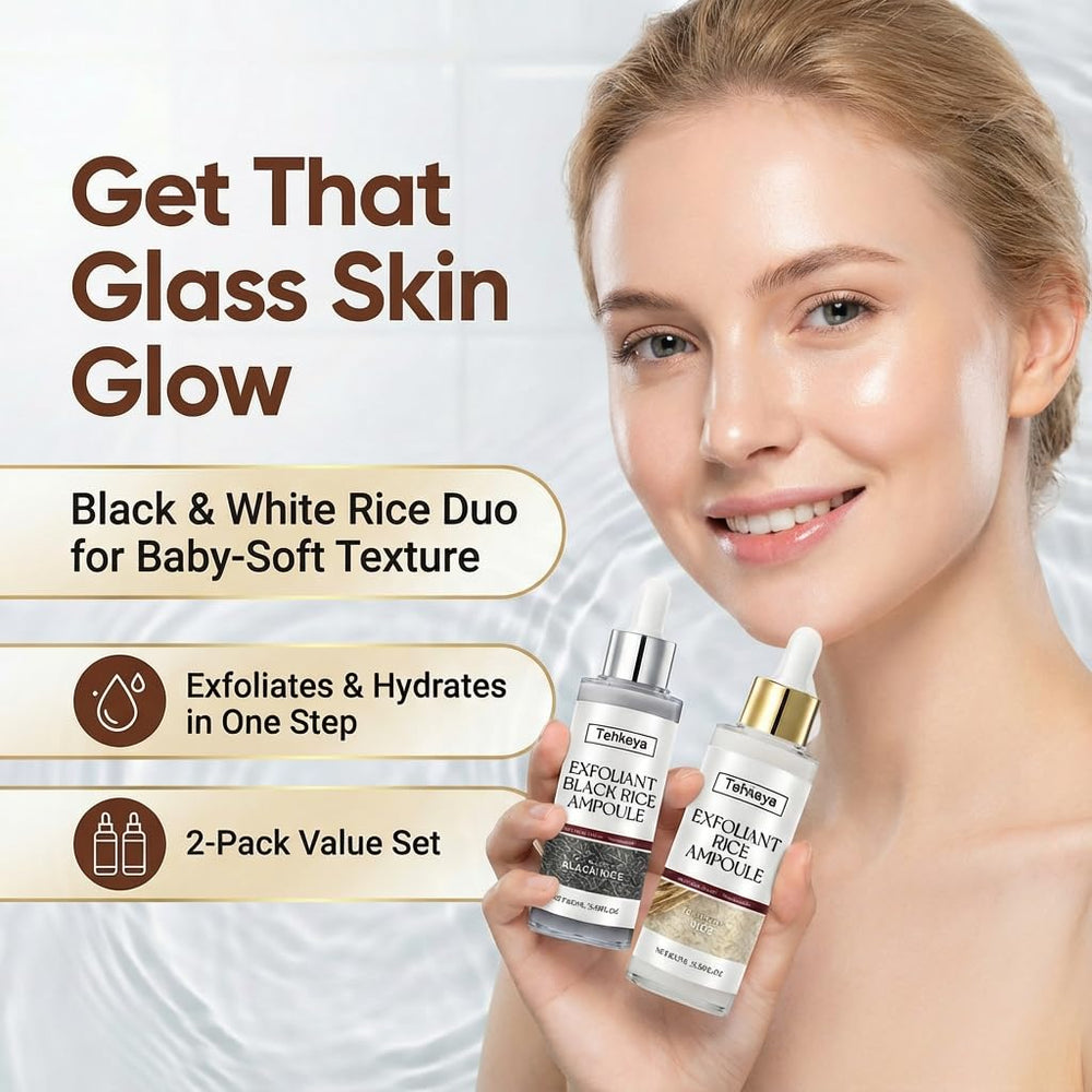 Tehkeya white rice exfoliation essence bottle demonstrating gentle texture refinement