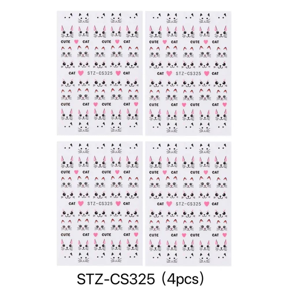 Teilihai 3D cat nail art stickers pack B gives a playful finish.