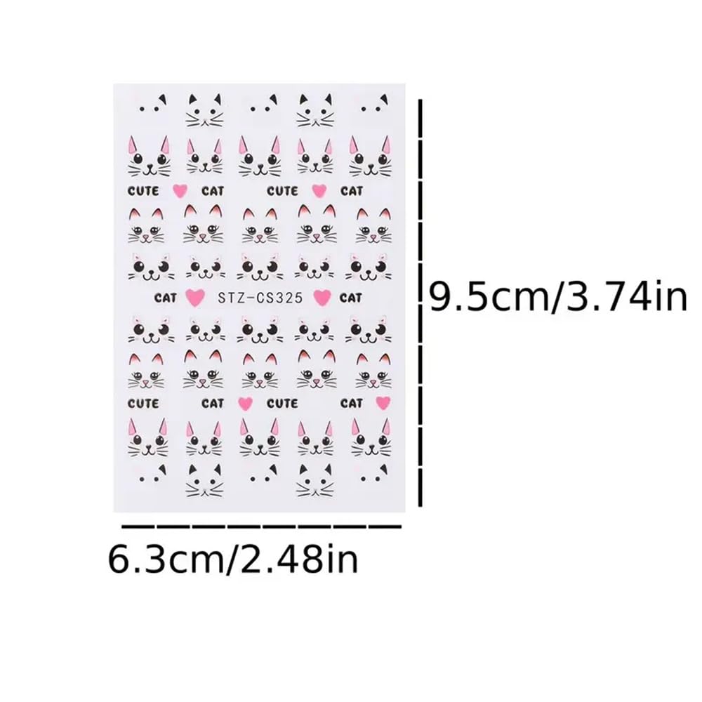 Teilihai cat nail art decal pack 1 simple self-adhesive application.