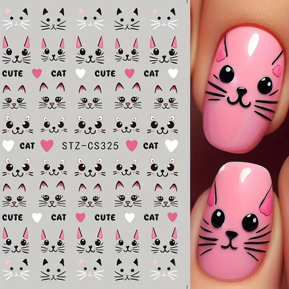 Teilihai cat nail art decal pack 2 long-lasting design with top coat.