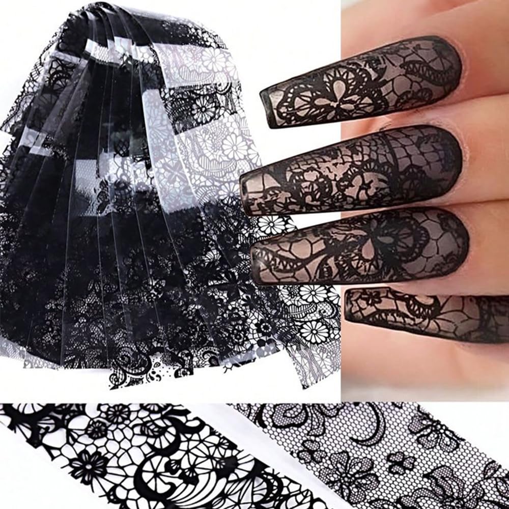 Teilihai holographic flower foil transfers add a shimmering pop to nails.