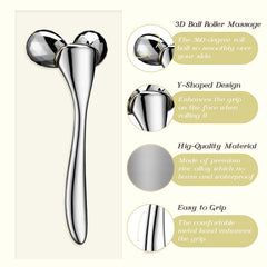 Tekson Zine Alloy Face Roller used on under-eye area for gentle de-puffing