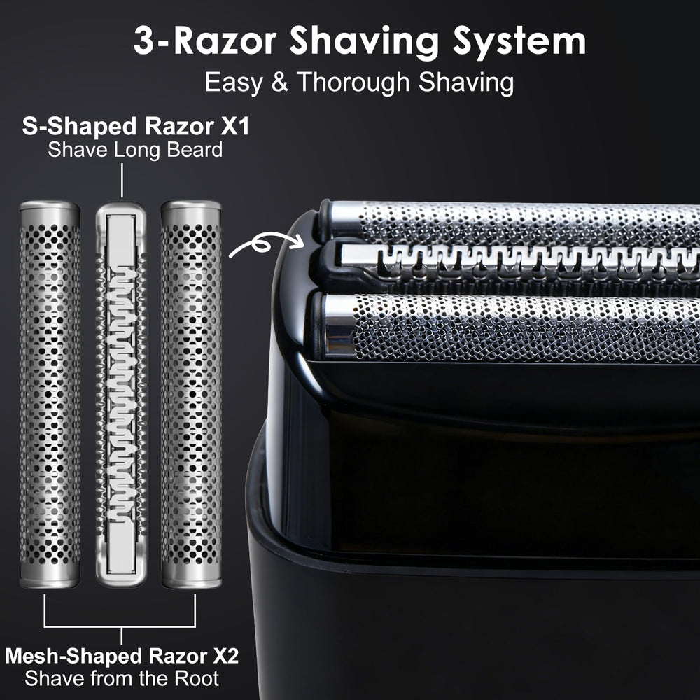 Tekzoior three-blade heads detail for smooth cuts