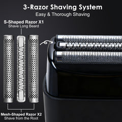 Tekzoior three-blade heads detail for smooth cuts