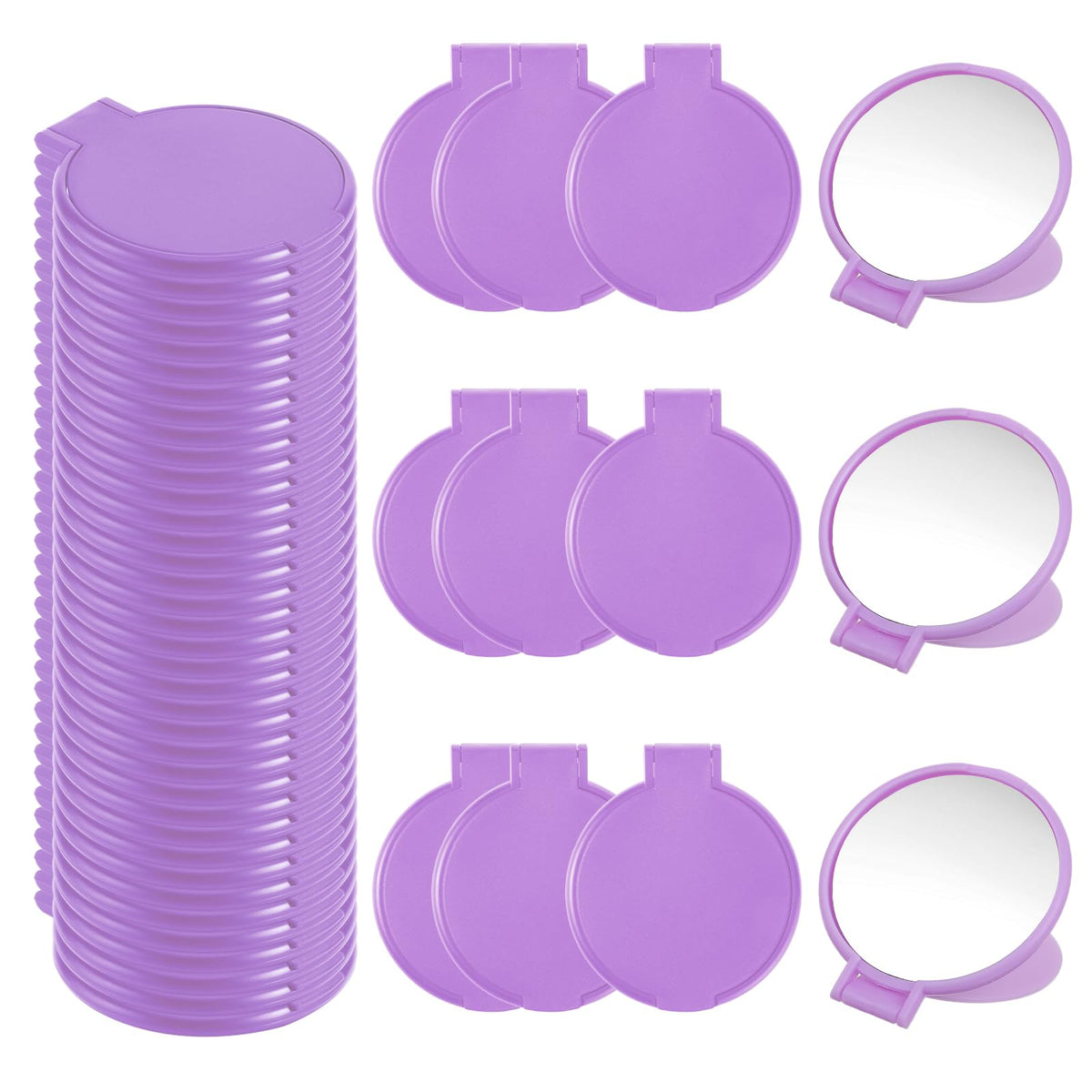 Telooco purple round compact mirror for purse folding design for quick touch ups on the go.