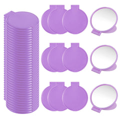 Telooco purple round compact mirror for purse folding design for quick touch ups on the go.