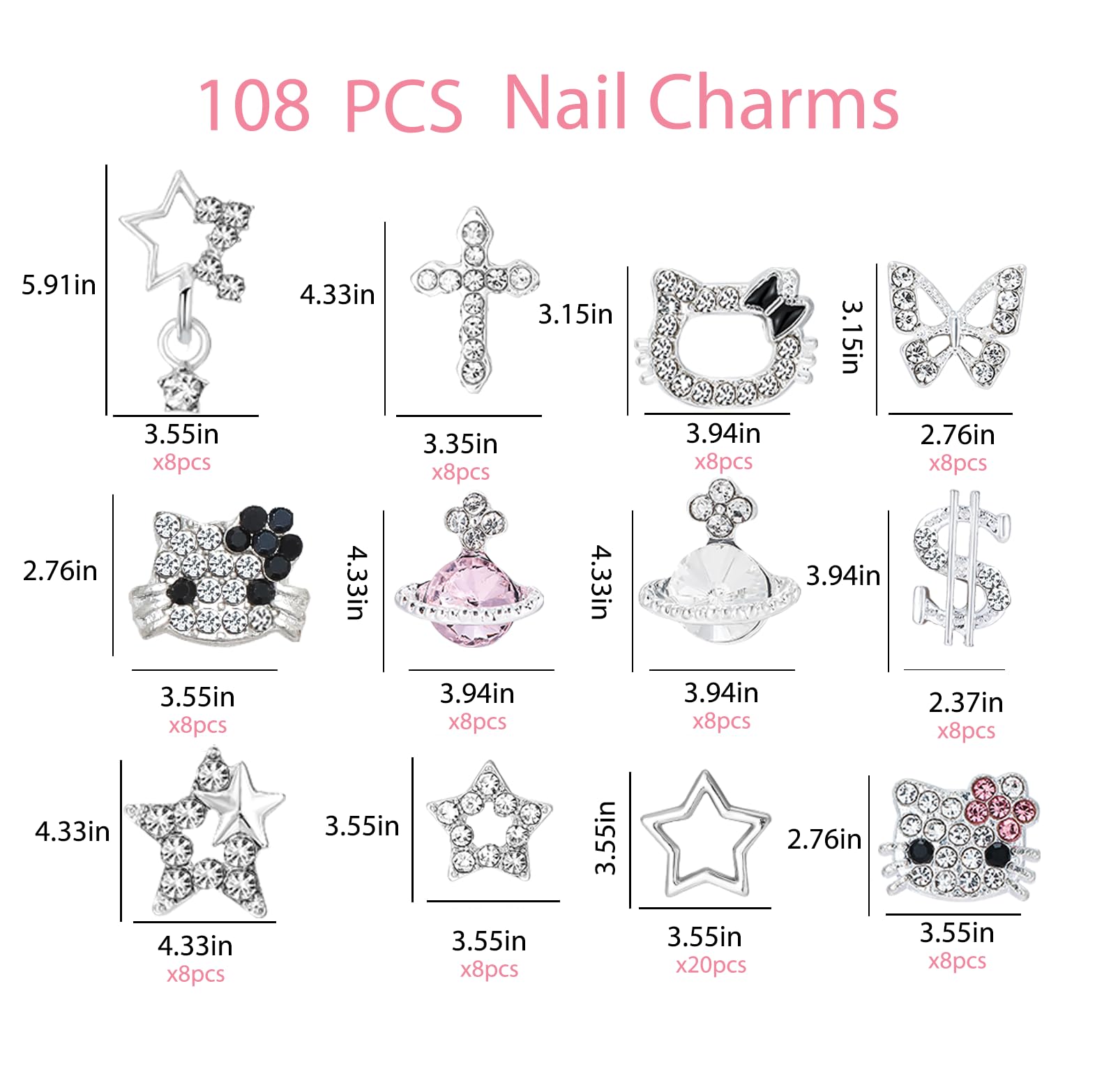 TemBelle 3D kawaii cat nail charms add playful accents to creative manicures.