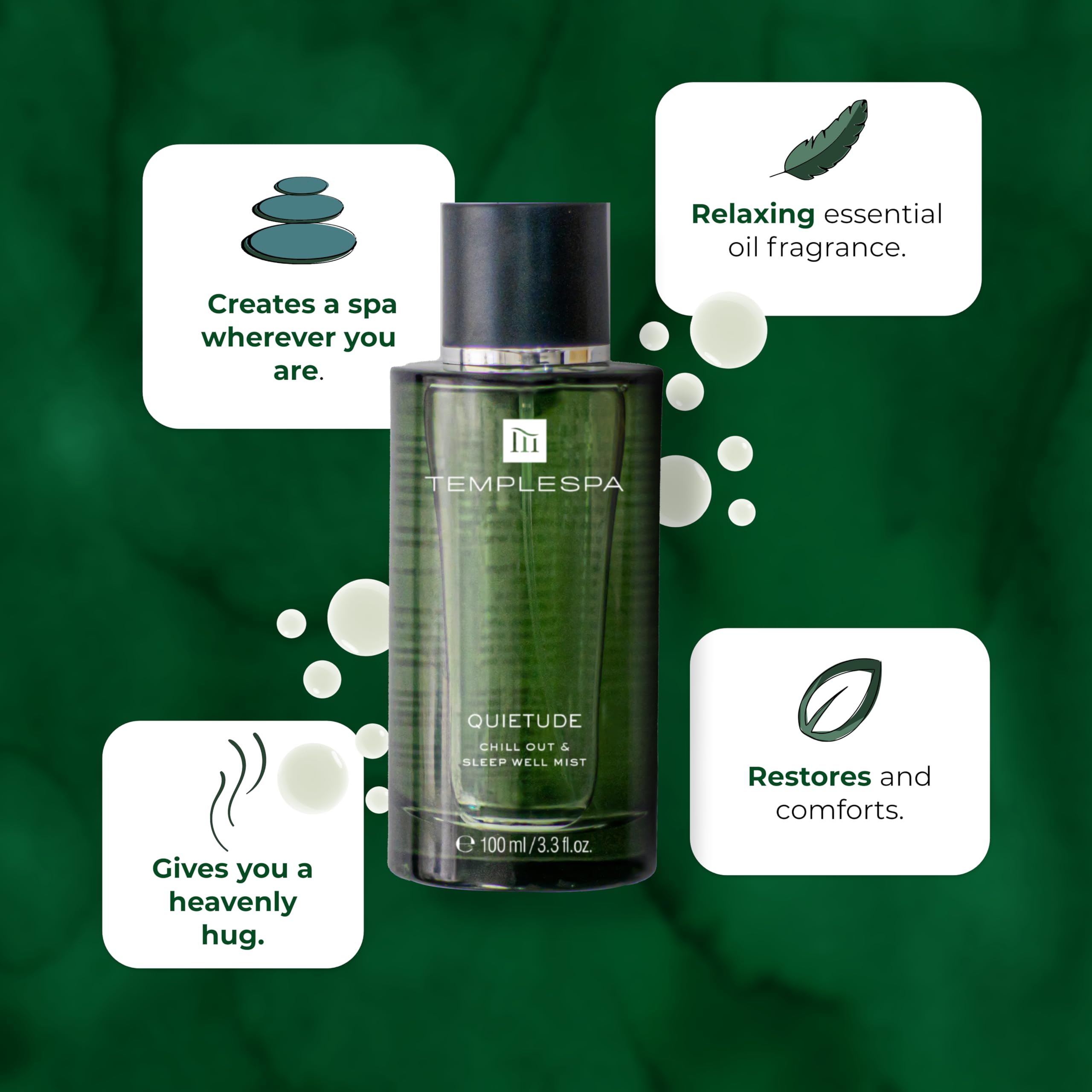 TEMPLESPA Quietude mist being sprayed for relaxation