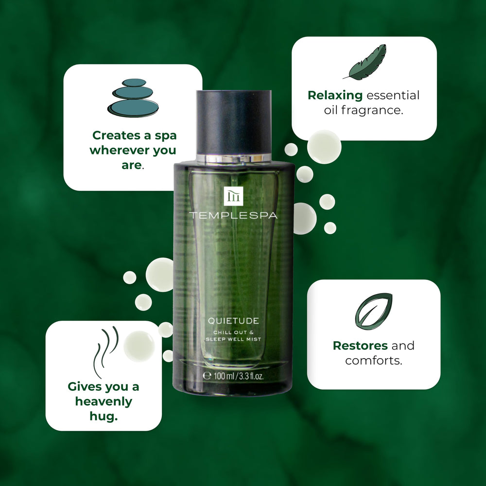TEMPLESPA Quietude mist being sprayed for relaxation