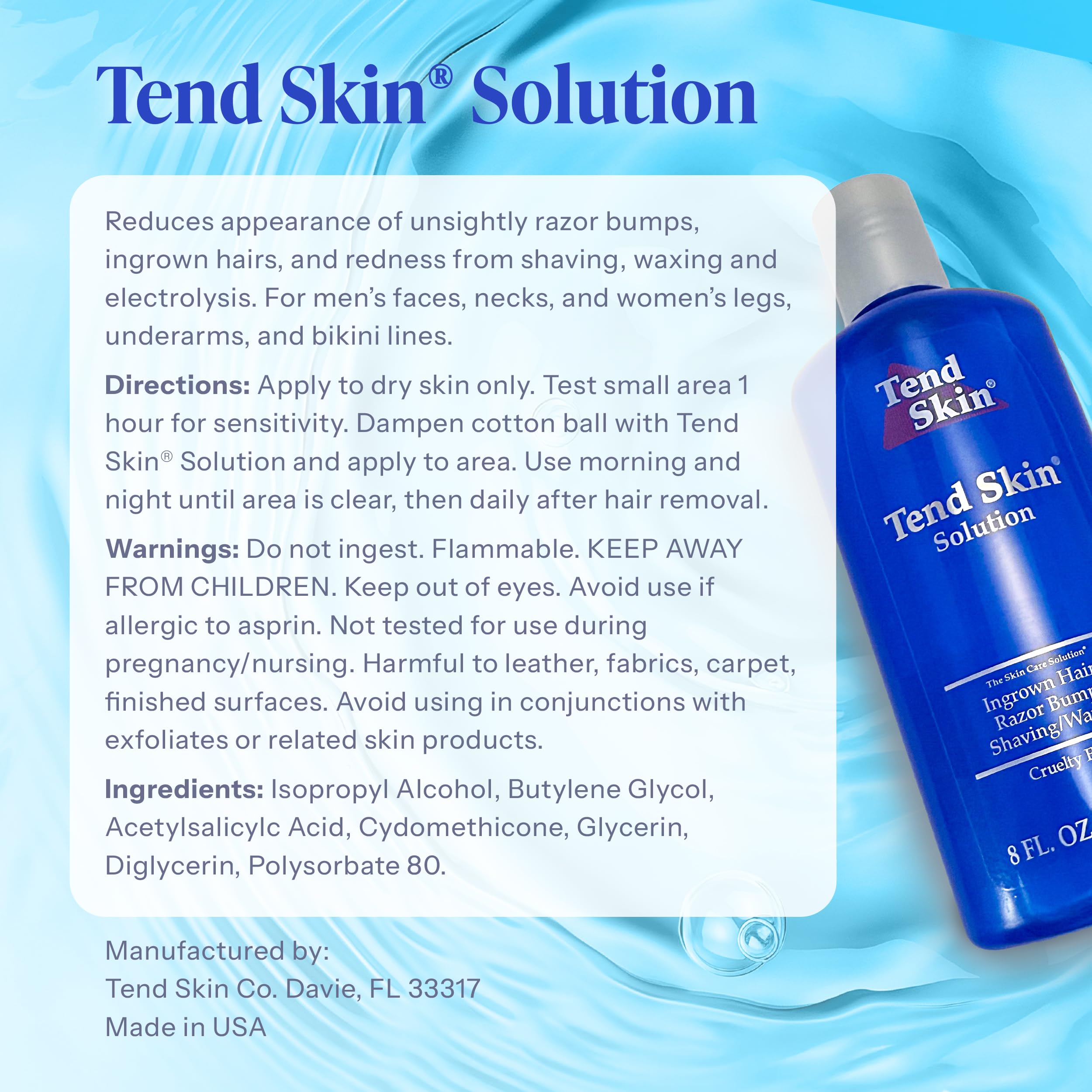 Tend Skin Made-in-USA packaging with cruelty-free promise.