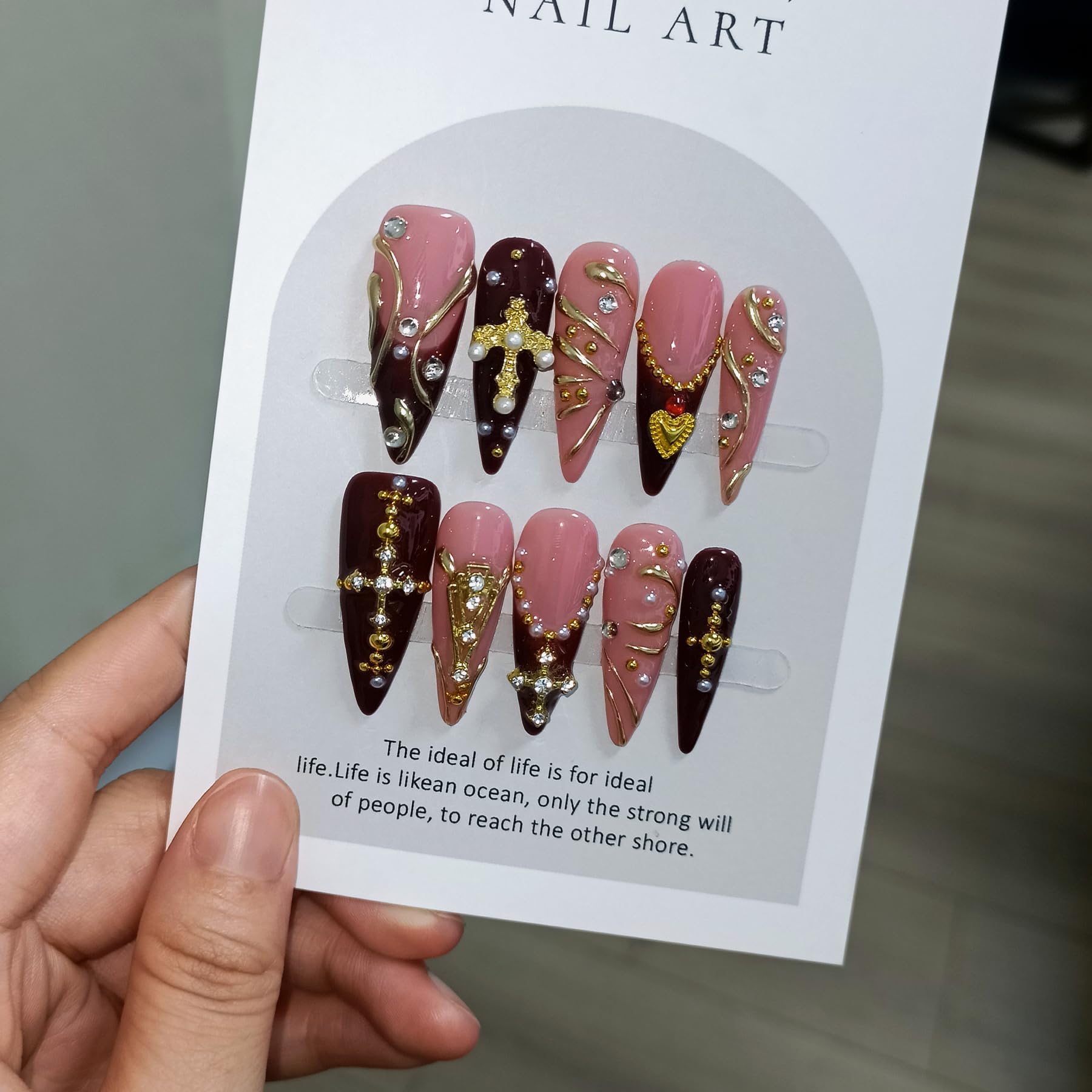 TENPAL 3D gold ripple cross detail adds luxe drama to nails