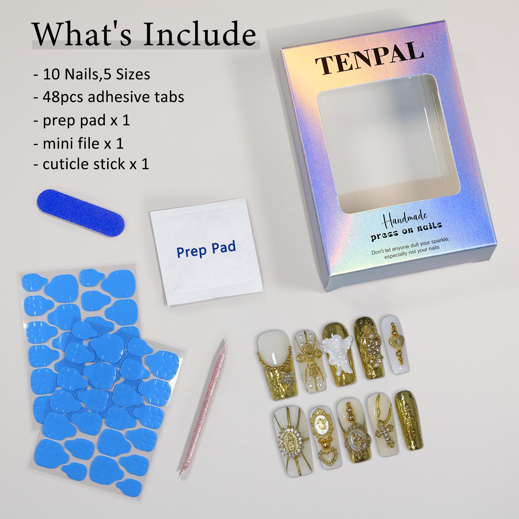 Easy at-home application of TENPAL Baroque nails with press-on method