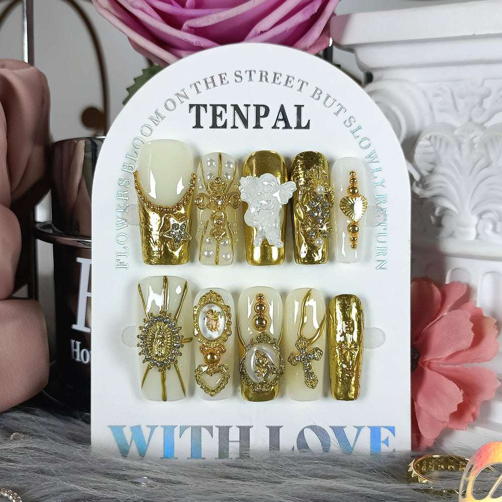 TENPAL glue-on nails kit includes adhesive, file, cuticle stick and prep pad