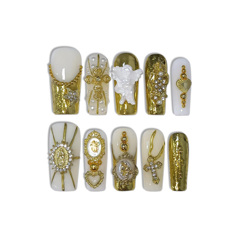 TENPAL Baroque nails in royal cathedral style with ornate detailing
