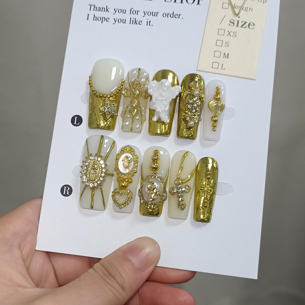 Close-up of TENPAL Baroque nails for wedding and celebration-ready style