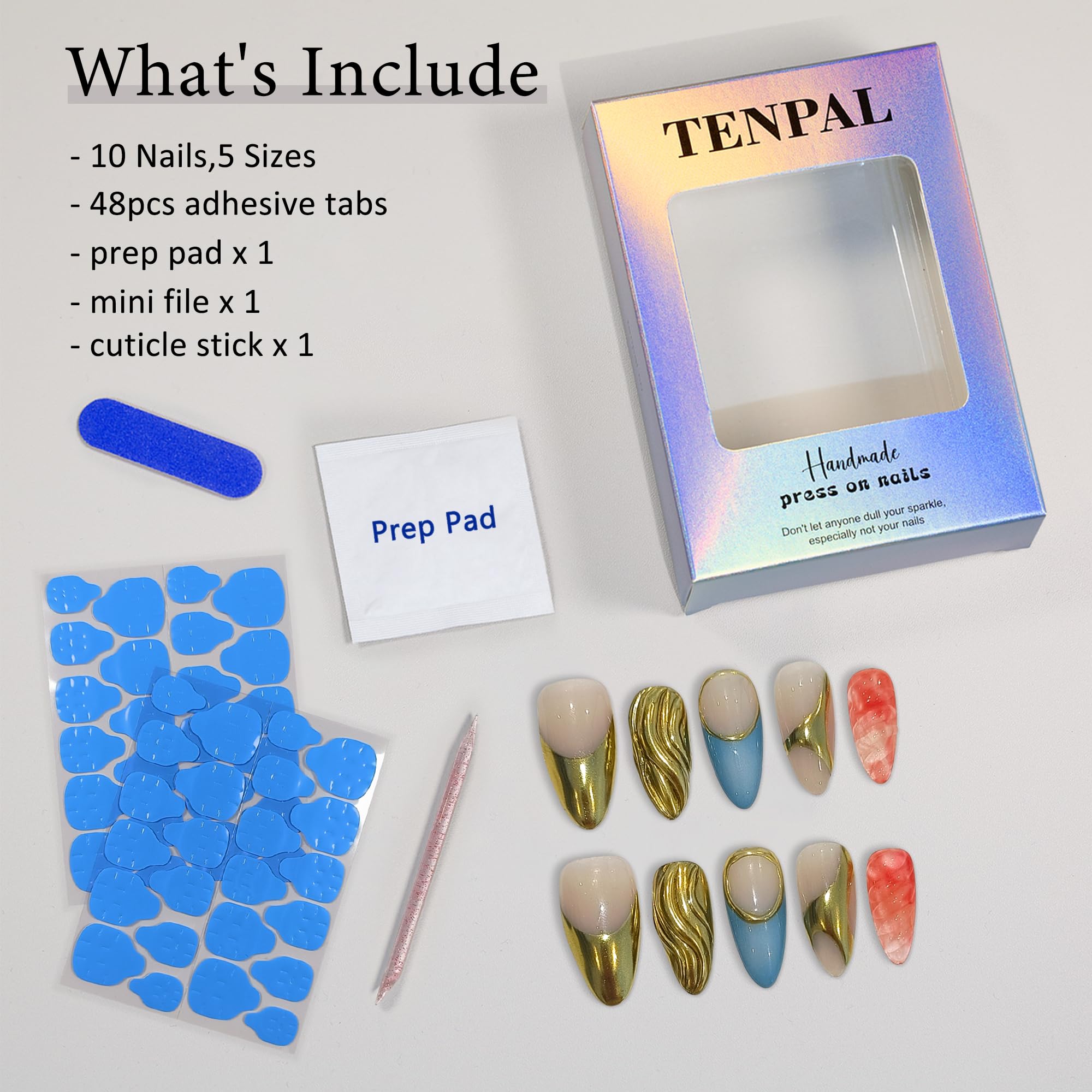 TENPAL chrome stick-on nails provide instant chic for busy mornings.
