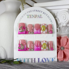 TENPAL Duckbill press-on nails in glossy pink for quick everyday glam