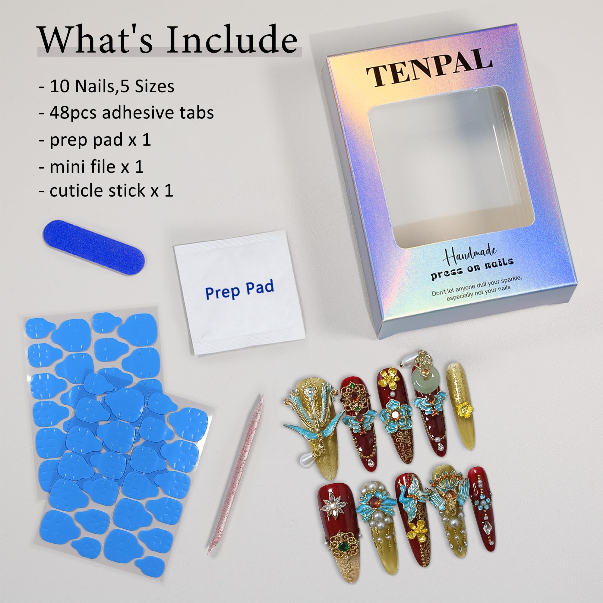 TENPAL gel-look finish without UV light for quick wear.