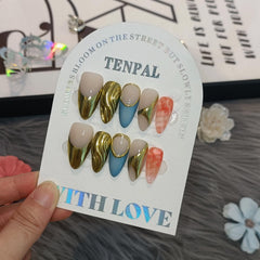 TENPAL golden French tips nails for premium wedding-ready style