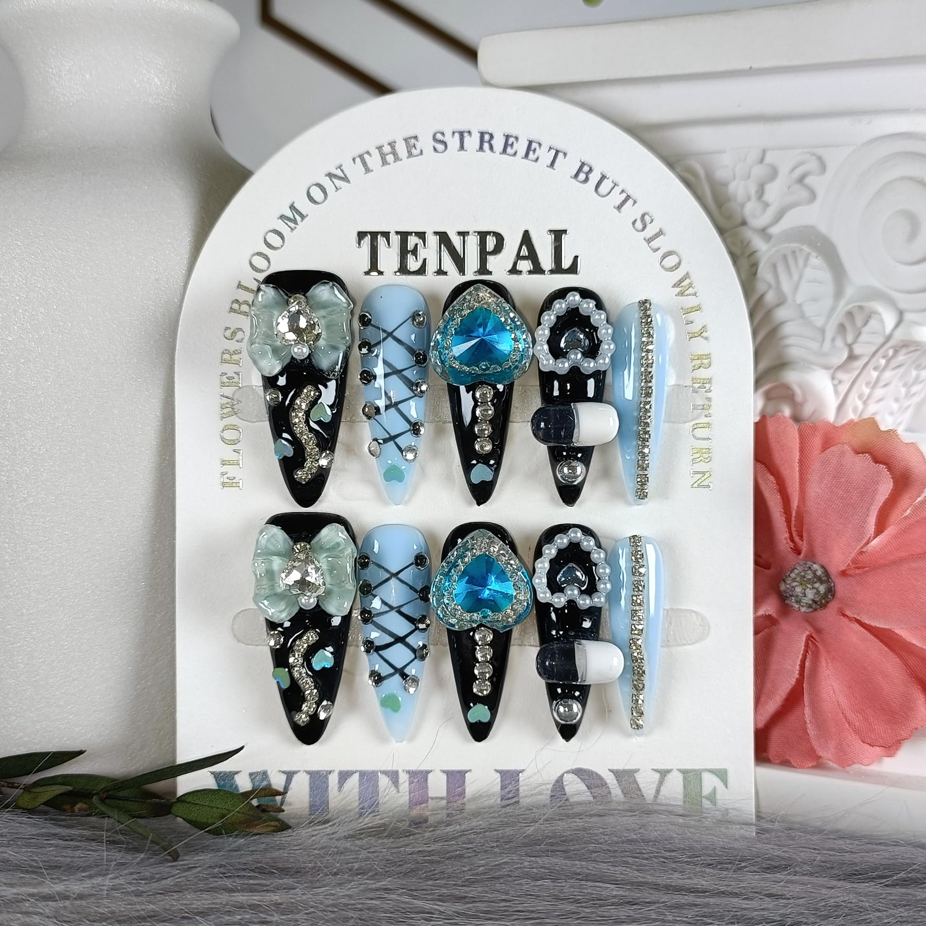TENPAL Gothic designs nails for parties and cosplay